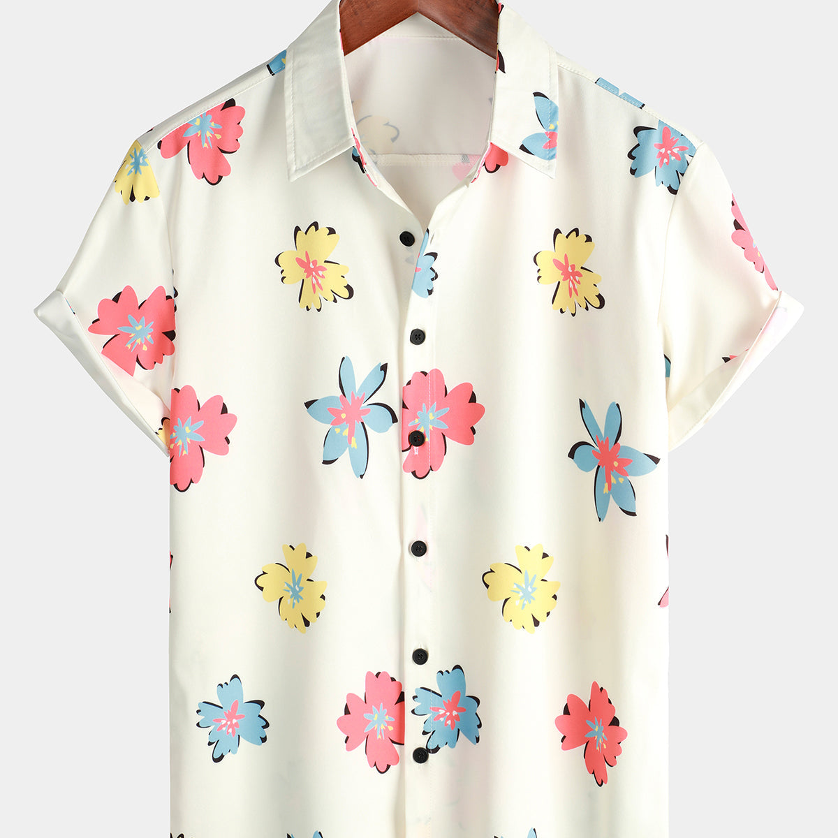 Chemise d'été à imprimé floral blanc pour hommes