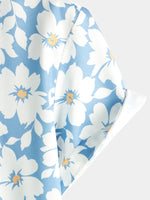 Chemise à manches courtes bleu clair à imprimé floral pour hommes