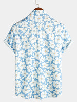 Chemise à manches courtes bleu clair à imprimé floral pour hommes