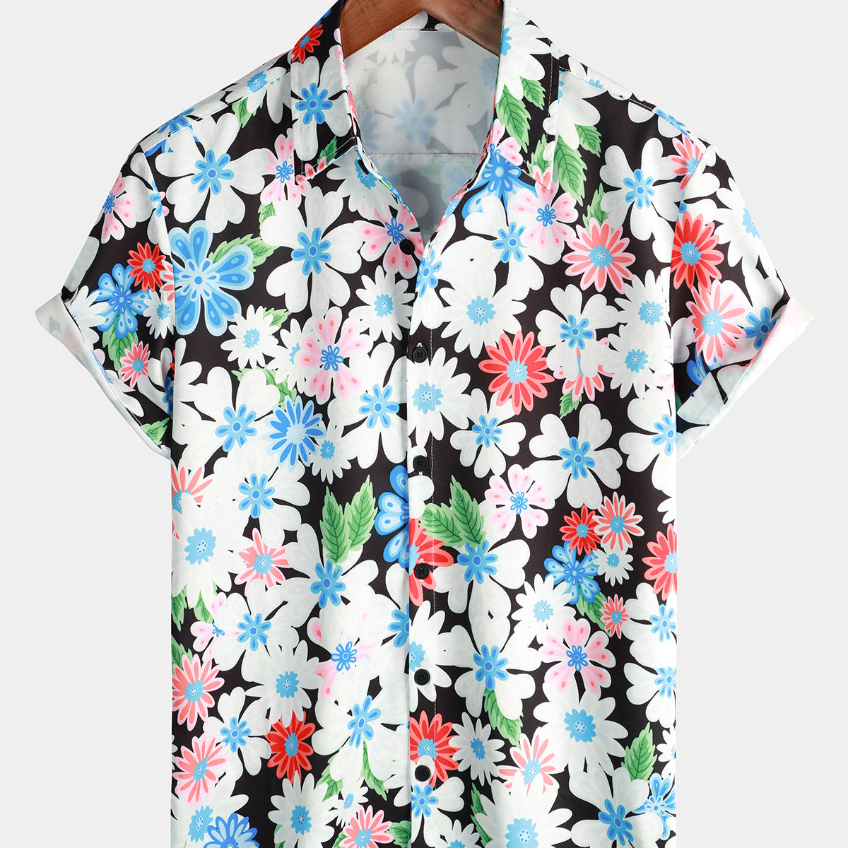 Chemise à manches courtes à imprimé floral pour loisirs pour hommes