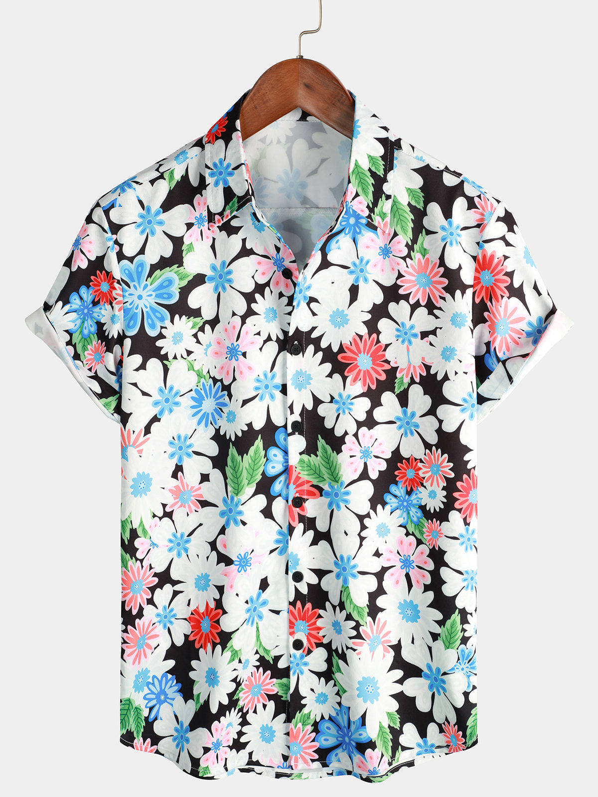 Chemise à manches courtes à imprimé floral pour loisirs pour hommes