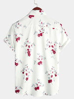 Chemise hawaïenne blanche à manches courtes pour hommes
