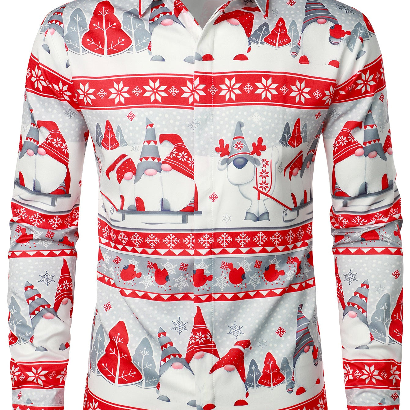 Chemise de Noël Gnome à manches longues rayée pour hommes