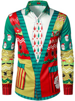 Chemise de vacances boutonnée à manches longues avec imprimé de Noël amusant pour hommes