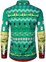 Chemise de vacances boutonnée à manches longues avec imprimé de Noël amusant pour hommes