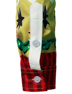 Chemise de vacances boutonnée à manches longues avec imprimé de Noël amusant pour hommes
