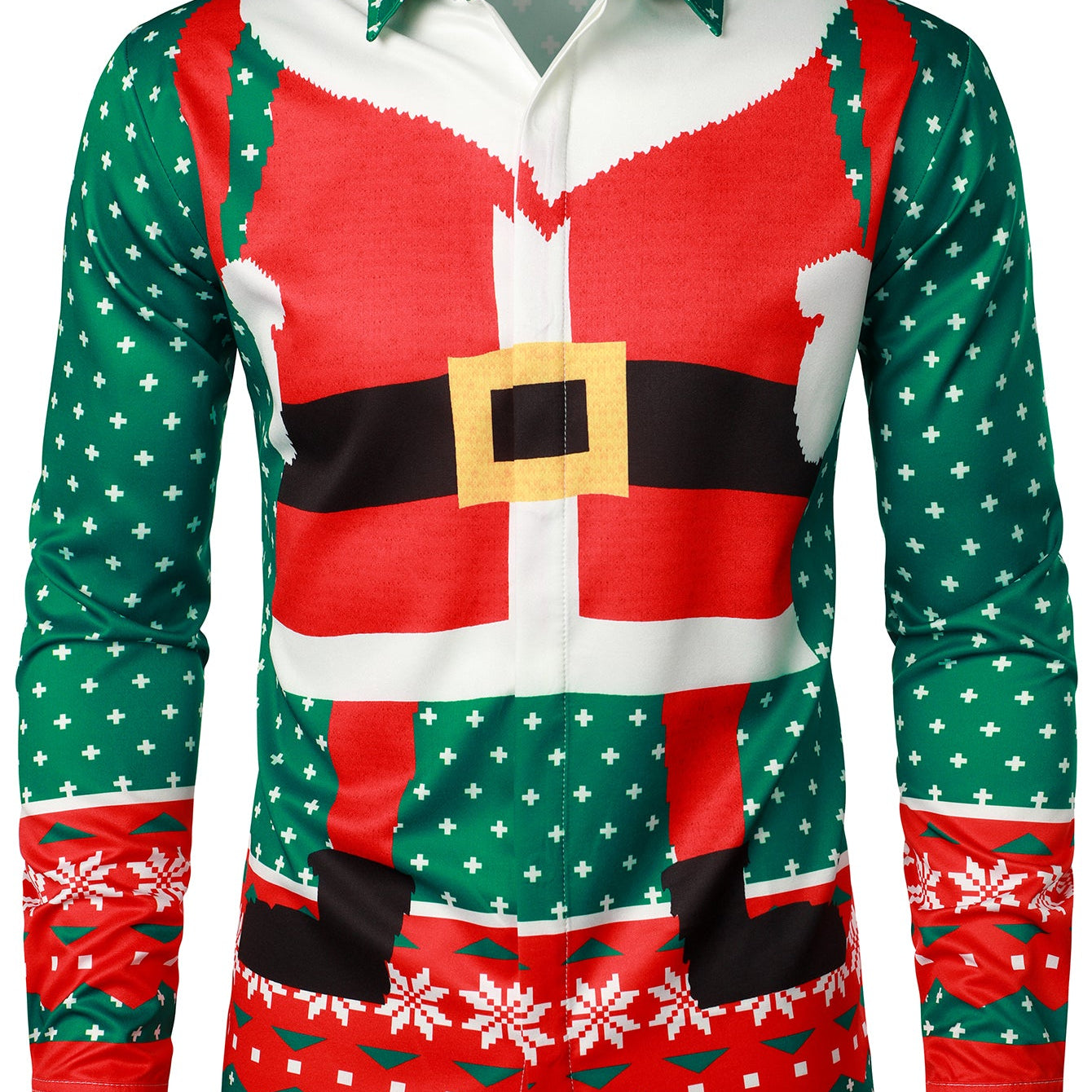 Chemise à manches longues de Noël pour homme avec tenue amusante du père Noël