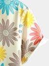 Chemise à manches courtes de plage d'été décontractée boutonnée à fleurs pour hommes