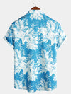 Chemise hawaïenne d'été à manches courtes à imprimé floral tropical bleu pour homme Aloha Vacation Beach
