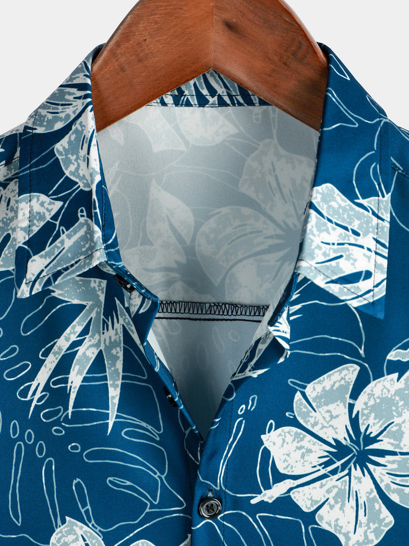 Chemise hawaïenne de vacances à manches courtes Aloha Vacation Beach bleue pour homme