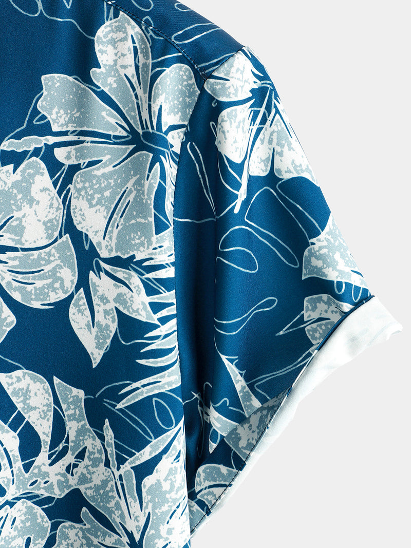 Chemise hawaïenne de vacances à manches courtes Aloha Vacation Beach bleue pour homme