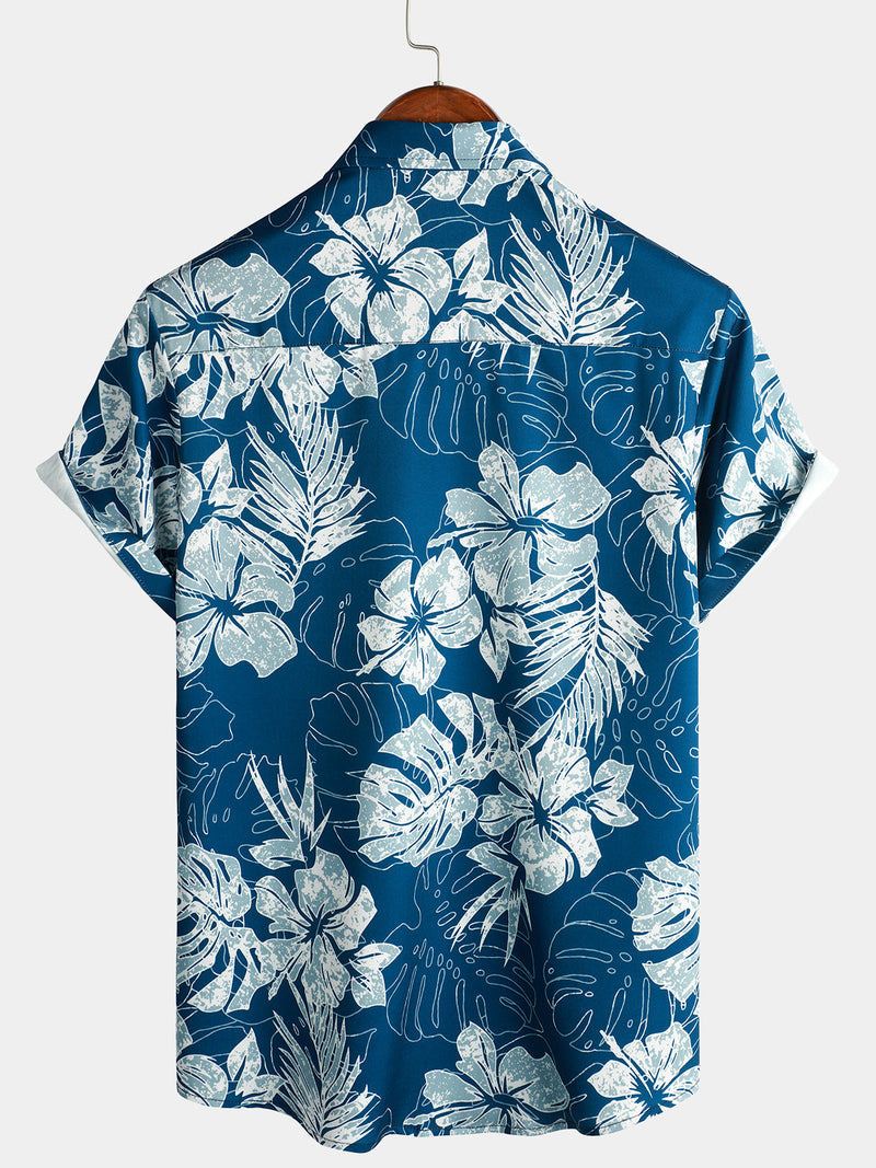 Chemise hawaïenne de vacances à manches courtes Aloha Vacation Beach bleue pour homme