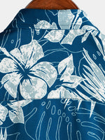 Chemise hawaïenne de vacances à manches courtes Aloha Vacation Beach bleue pour homme