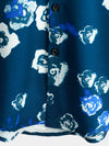 Chemise à manches courtes bleu marine boutonnée à fleurs décontractée pour hommes