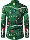 Chemise à manches longues à motif sapin de Noël pour homme