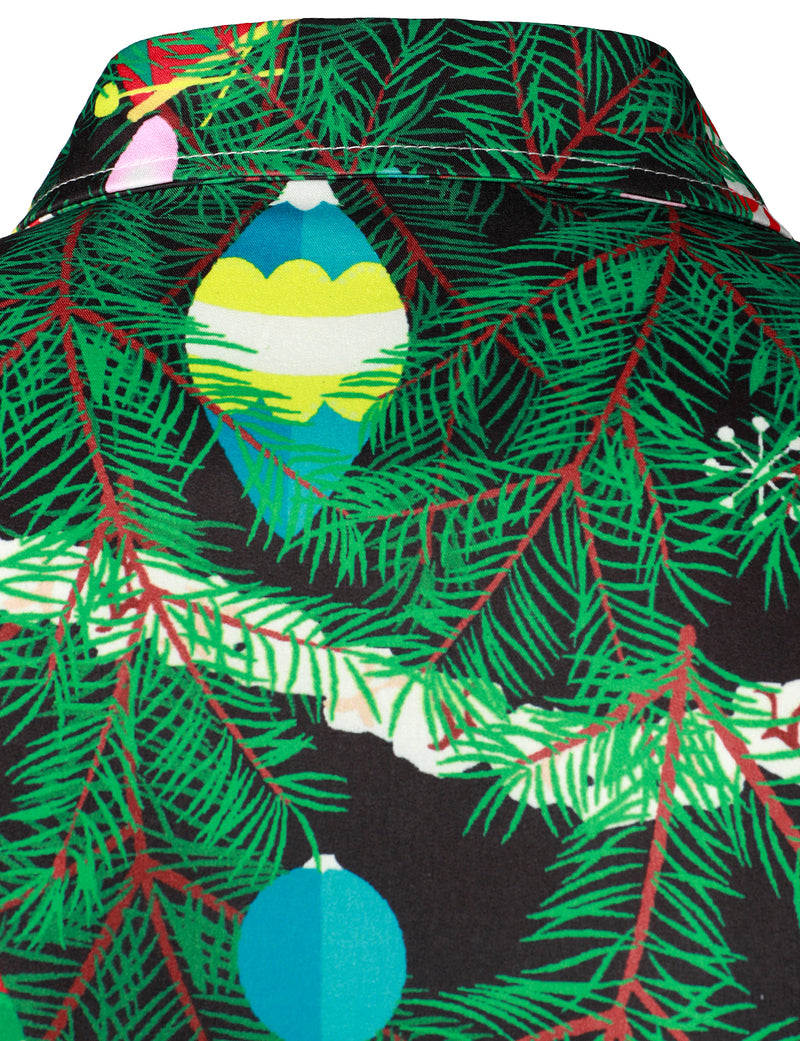 Chemise à manches longues à motif sapin de Noël pour homme