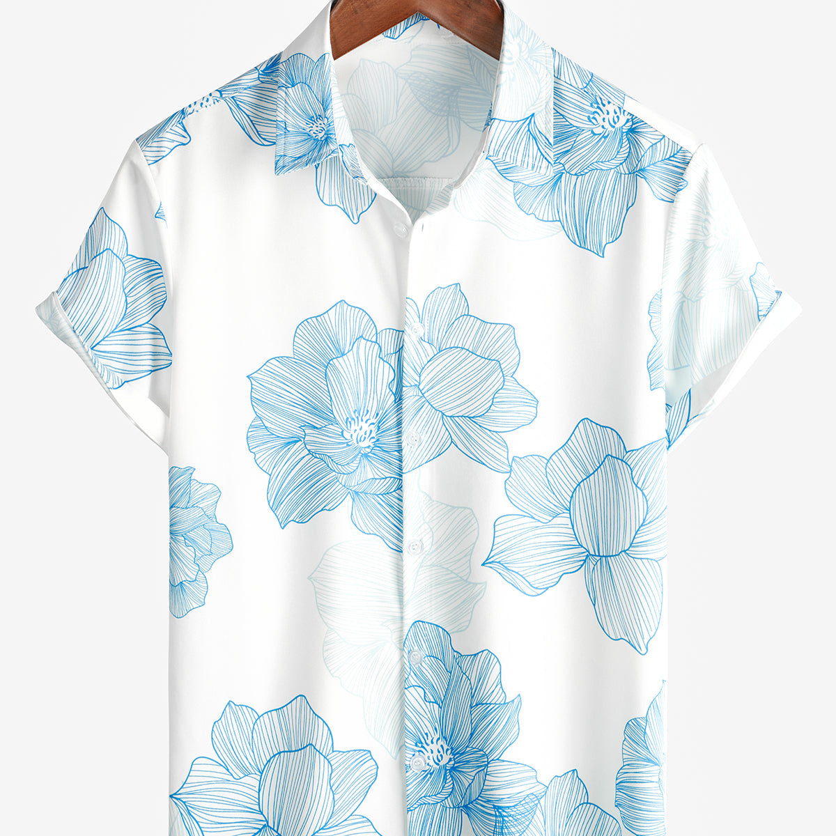 Chemise hawaïenne à fleurs d'été blanches à manches courtes pour hommes