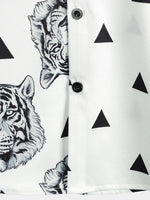 Chemise d'été à manches courtes à imprimé tigre hawaïen pour hommes