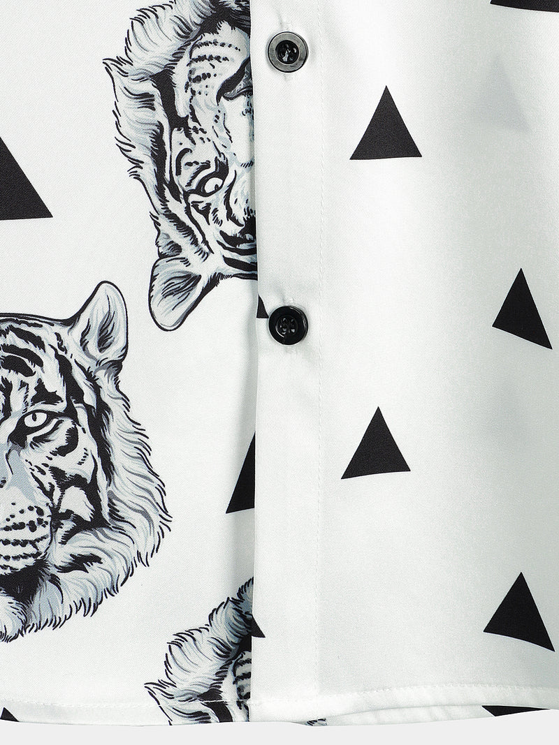 Chemise d'été à manches courtes à imprimé tigre hawaïen pour hommes