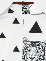 Chemise d'été à manches courtes à imprimé tigre hawaïen pour hommes