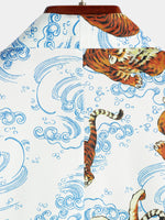 Chemise d'été à manches courtes à imprimé tigre hawaïen pour hommes