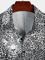 Chemise hawaïenne à manches courtes et imprimé léopard pour hommes