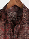 Chemise à manches courtes en coton à imprimé cachemire rétro pour homme