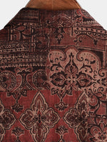 Chemise à manches courtes en coton à imprimé cachemire rétro pour homme