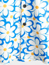 Chemise décontractée de plage de vacances d'été à manches courtes avec boutons floraux bleus pour hommes