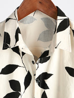 Chemise d'été décontractée boutonnée à manches courtes en coton peigné pour hommes