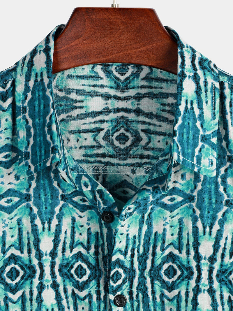 Chemise rétro bohème à manches courtes pour hommes