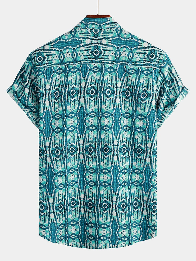 Chemise rétro bohème à manches courtes pour hommes