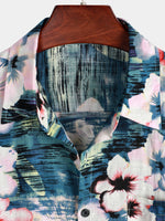 Chemise hawaïenne à manches courtes et imprimé fleuri rose pour homme