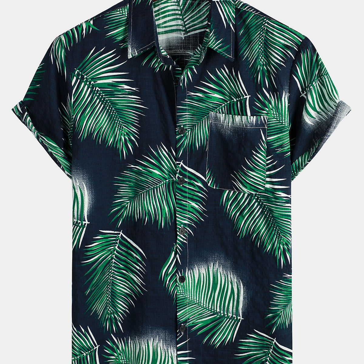 Chemise à manches courtes à imprimé feuilles tropicales pour hommes