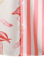 Chemise cousue rayée flamant rose flamant rose d’été