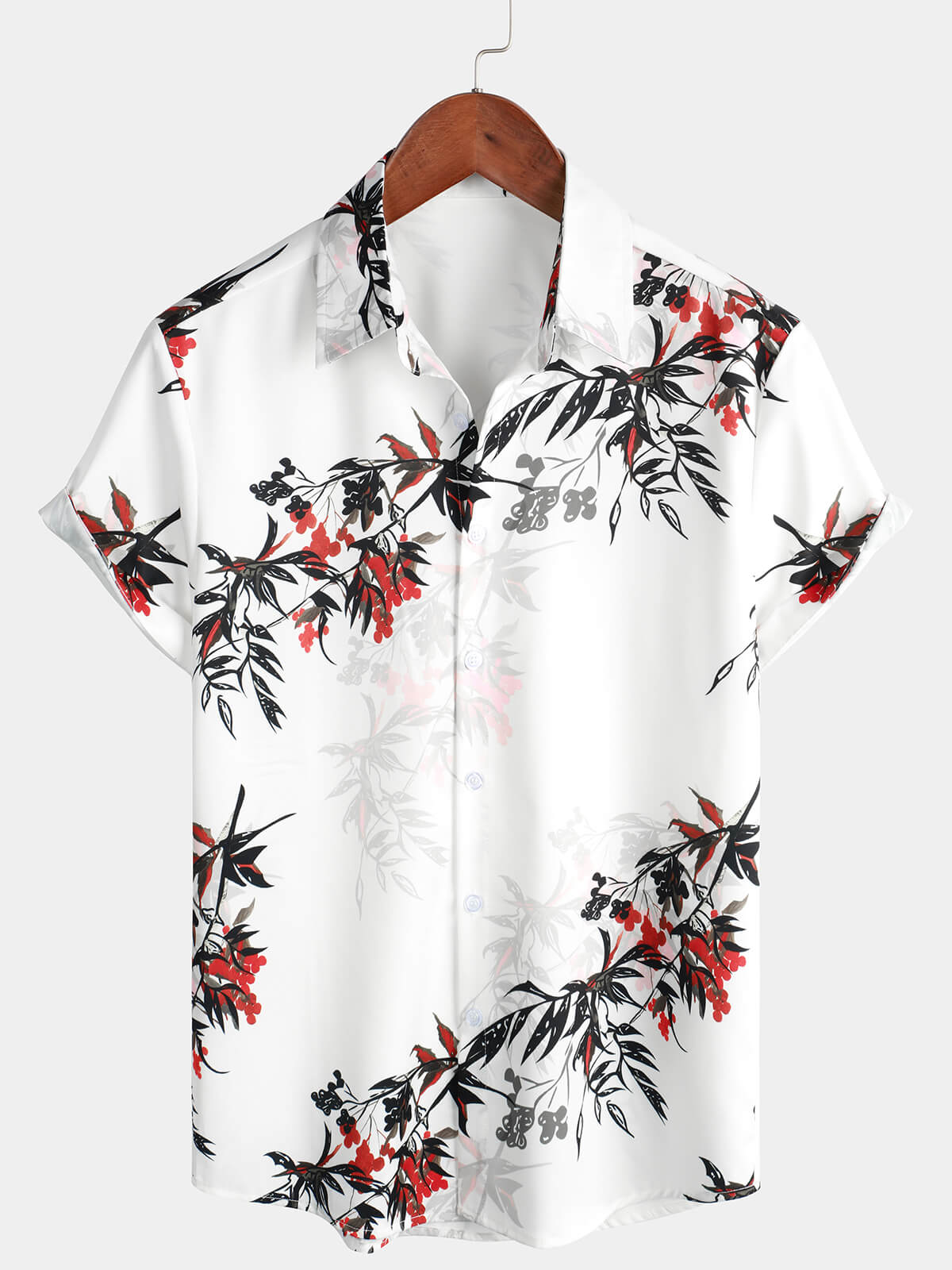 Chemise boutonnée à manches courtes pour hommes avec imprimé floral et fleurs d'été