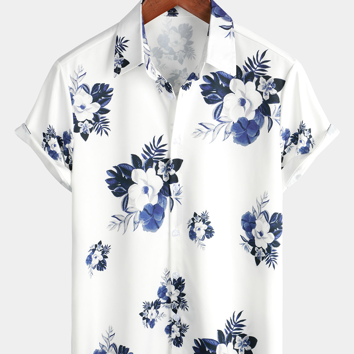 Chemise à manches courtes de plage blanche à imprimé floral pour hommes