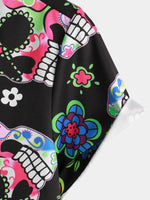 Chemise hawaïenne noire drôle à manches courtes pour homme