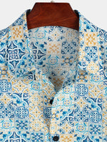 Chemise respirante en coton à fleurs vintage pour hommes