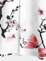 Chemise décontractée à manches courtes à fleurs de cerisier à imprimé floral rose pour hommes