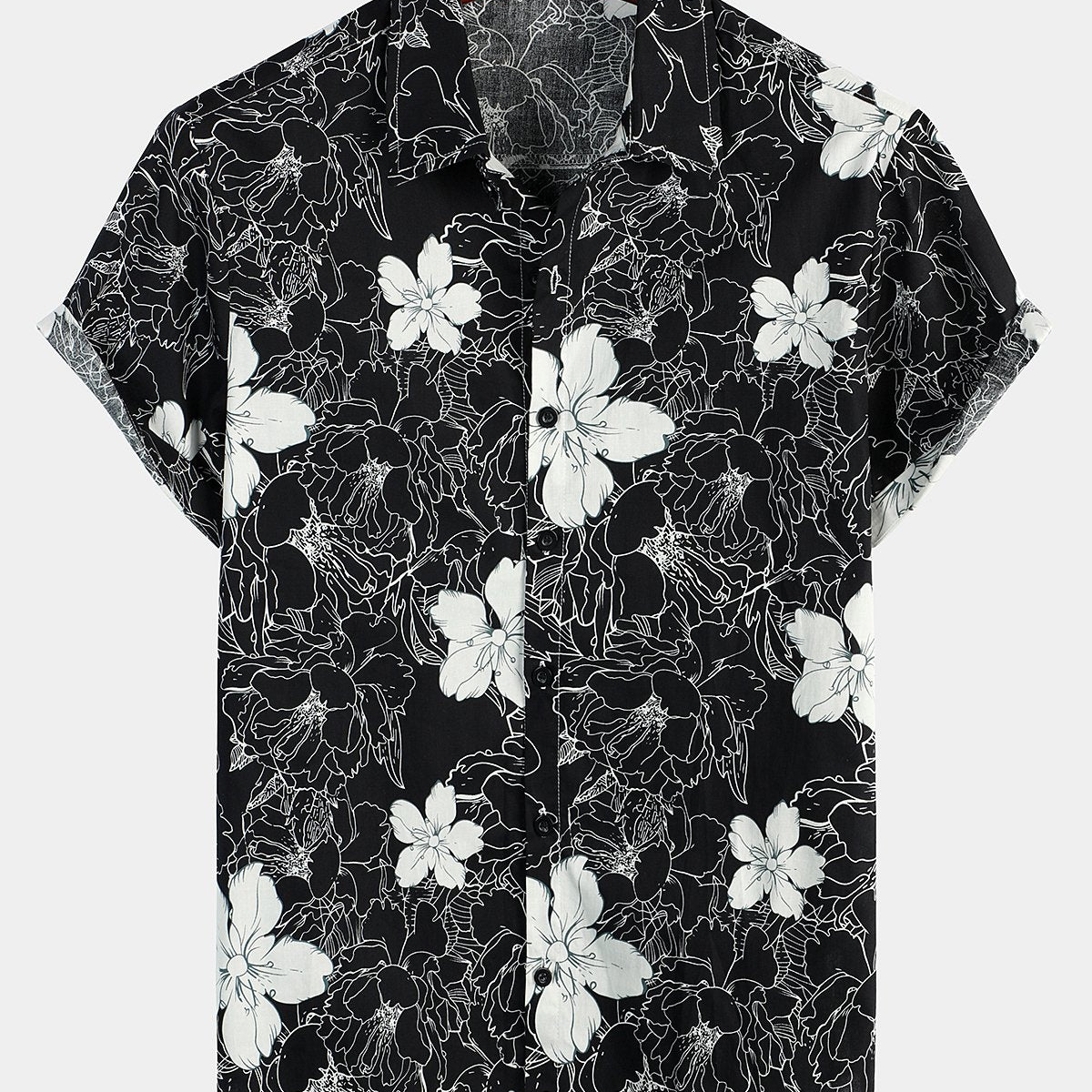 Chemise à manches courtes respirante à imprimé floral pour hommes