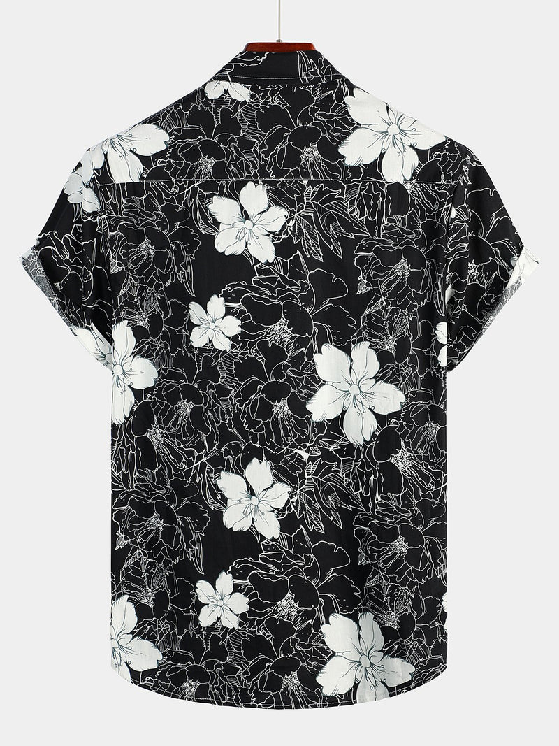 Chemise à manches courtes respirante à imprimé floral pour hommes
