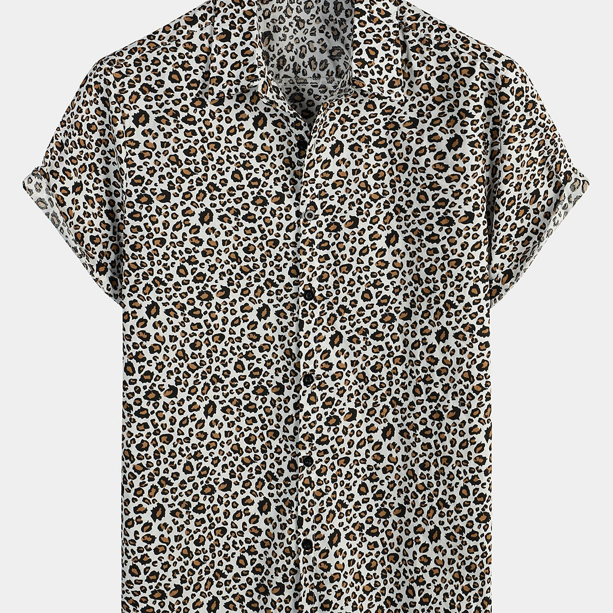 Chemise à manches courtes à imprimé léopard Rock pour hommes