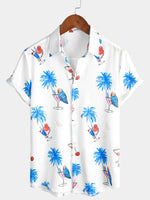 Chemise à manches courtes à manches courtes pour homme avec imprimé palmier tropical et perroquet