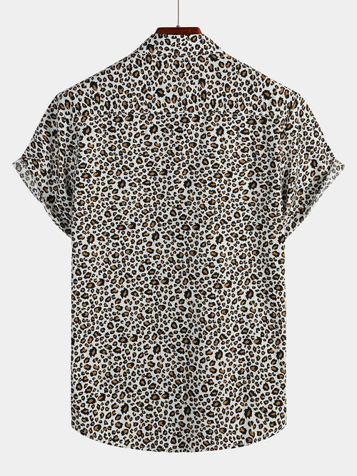 Chemise à manches courtes à imprimé léopard Rock pour hommes