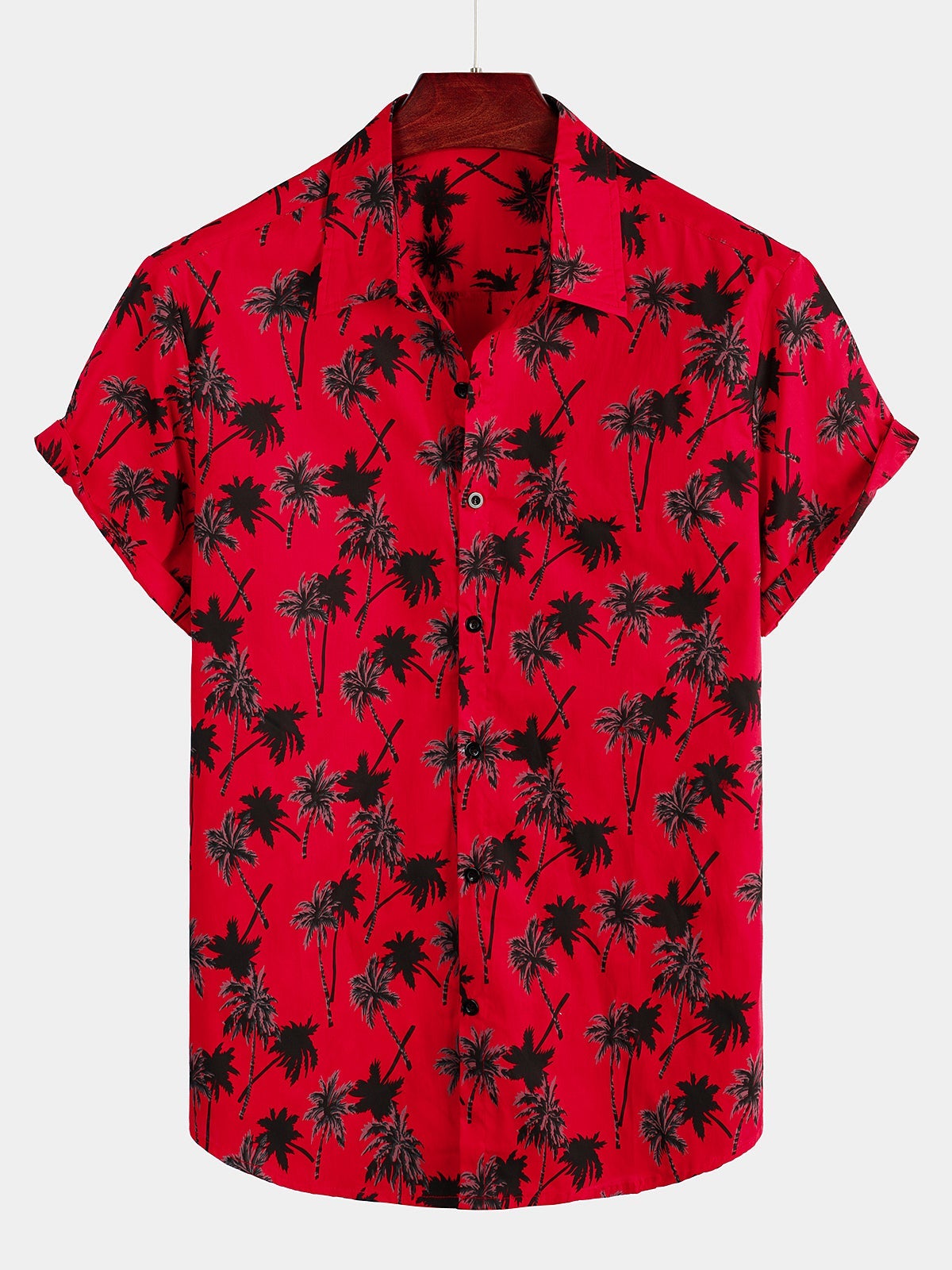 Chemise à manches courtes à imprimé cocotier tropical d'été pour hommes