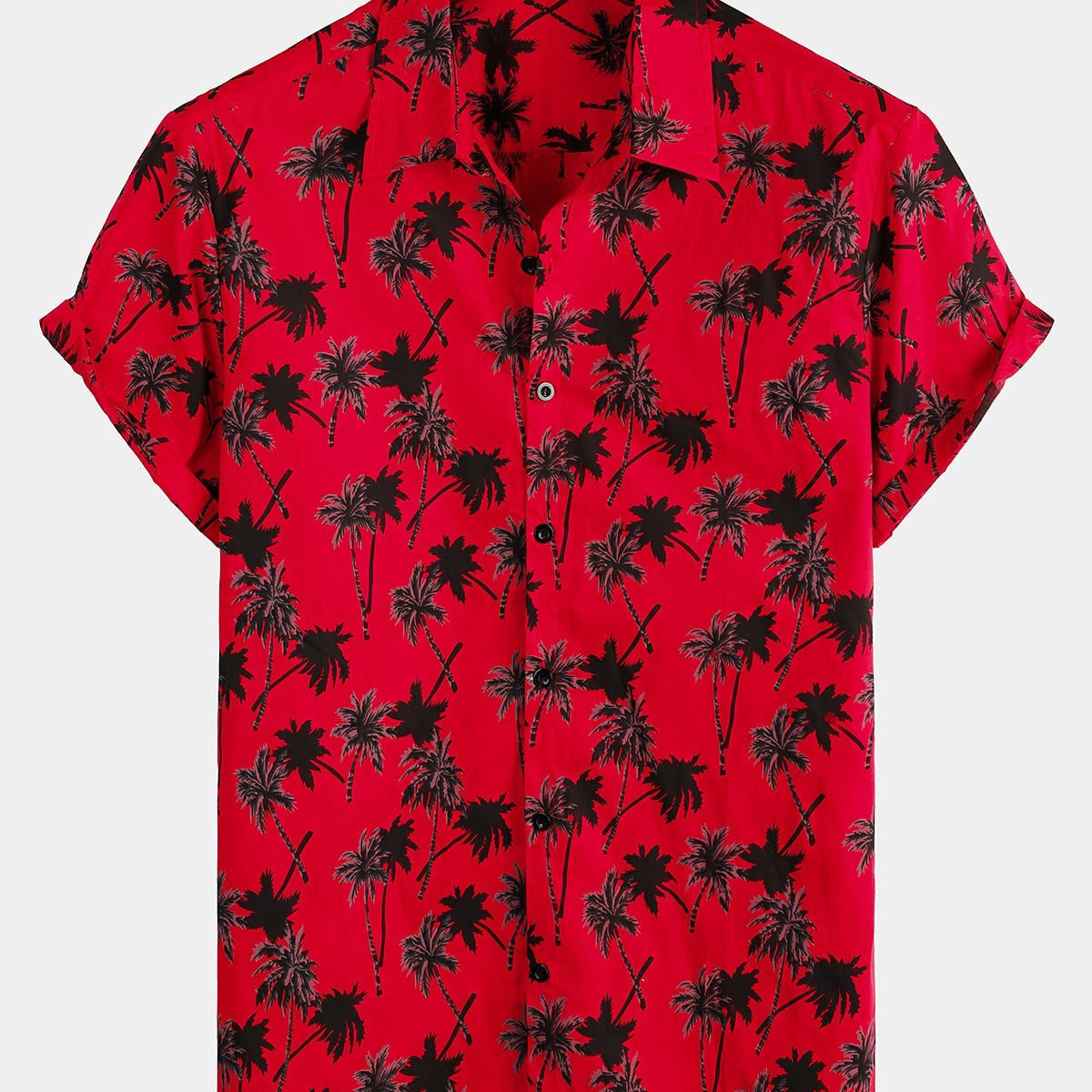 Chemise à manches courtes à imprimé cocotier tropical d'été pour hommes