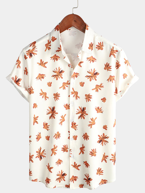 Chemise de plage hawaïenne à manches courtes à imprimé floral pour hommes