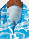 Chemise hawaïenne à manches courtes pour homme Blue Waves Ocean Print Summer Party Button