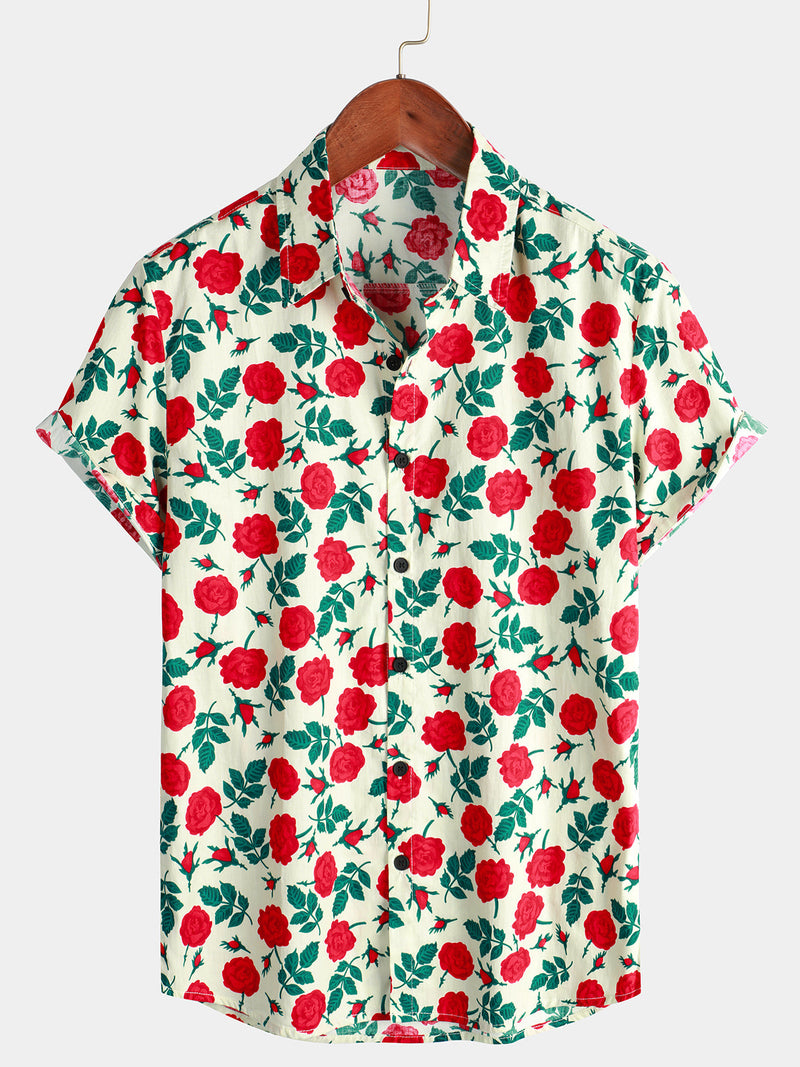 Lot de 2| Chemise respirante à manches courtes en coton imprimé pour hommes